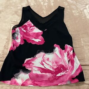INC International Concepts Black and Pink Floral Blouse